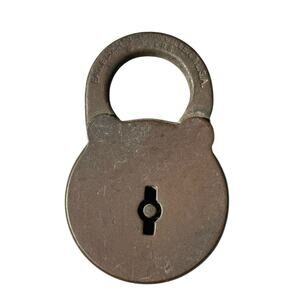Vintage Eagle Lock Company Brass Padlock Terryville Ct USA Six Levers No Key